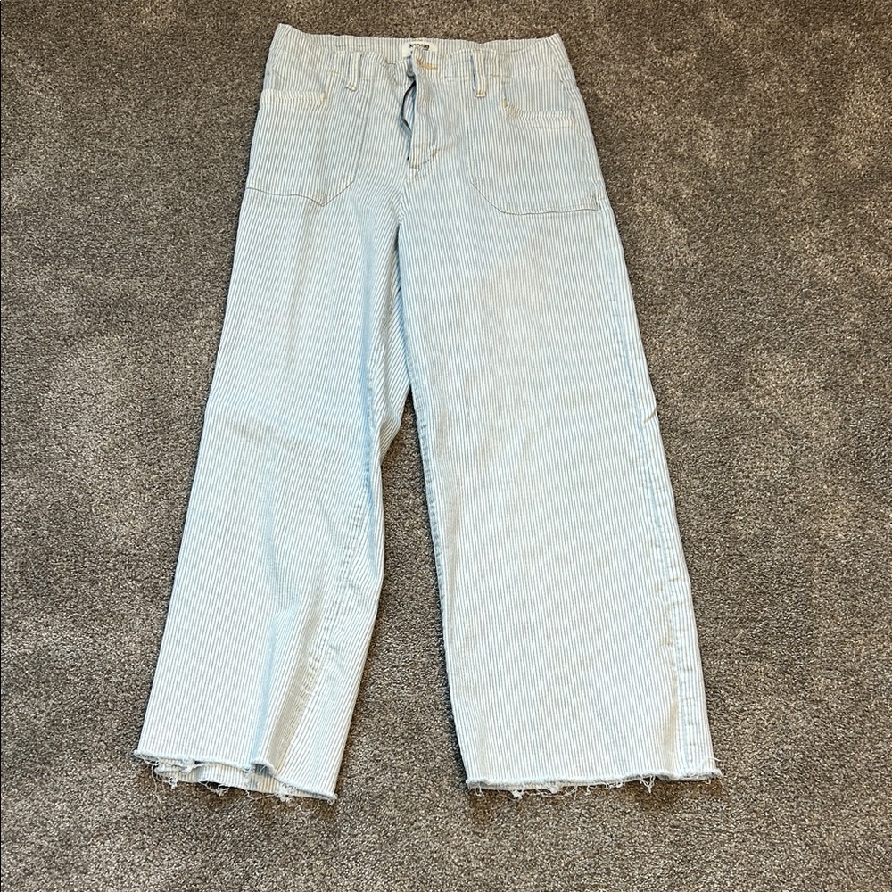 Kensie Sky Blue Striped Wide Leg Jeans